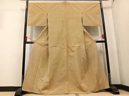 平和屋着物●上質な紬　縞　正絹　逸品　AABK7021ph