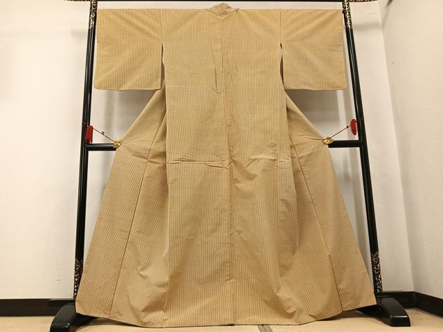 平和屋着物●上質な紬　縞　正絹　逸品　AABK7021ph
