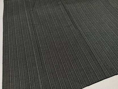 平和屋着物●上質な紬　縞　黒地　正絹　逸品　AABK7022ph