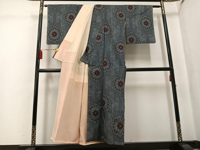 平和屋着物●本場大島紬　割込み絣　正絹　逸品　AABK7024ph