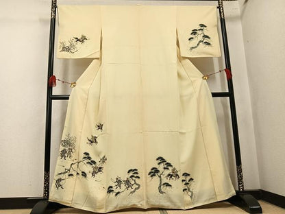 平和屋着物●訪問着　手描き　人物風景文　正絹　逸品　AABK7029ph
