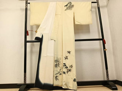 平和屋着物●訪問着　手描き　人物風景文　正絹　逸品　AABK7029ph