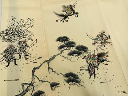 平和屋着物●訪問着　手描き　人物風景文　正絹　逸品　AABK7029ph