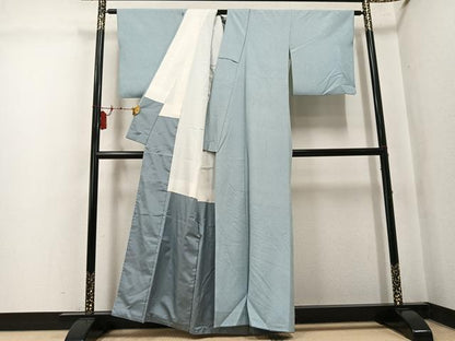 平和屋着物●上質な小紋　霞文　お召縮緬　正絹　逸品　AABK7030ph