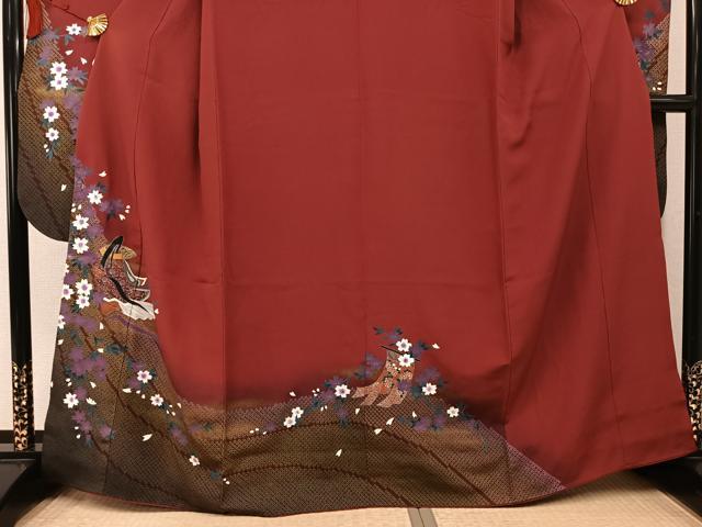 平和屋着物●豪華振袖　手描き　女人几帳花文　暈し染め　銀彩　やまと誂製　正絹　逸品　AABK7033ph