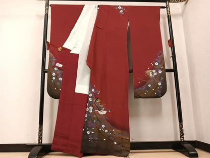 平和屋着物●豪華振袖　手描き　女人几帳花文　暈し染め　銀彩　やまと誂製　正絹　逸品　AABK7033ph