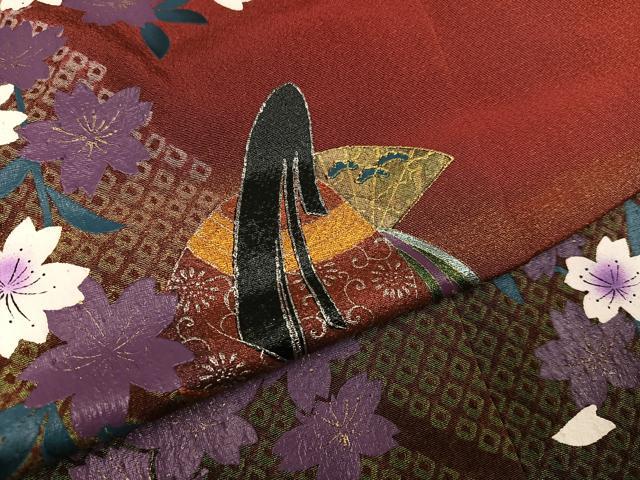平和屋着物●豪華振袖　手描き　女人几帳花文　暈し染め　銀彩　やまと誂製　正絹　逸品　AABK7033ph