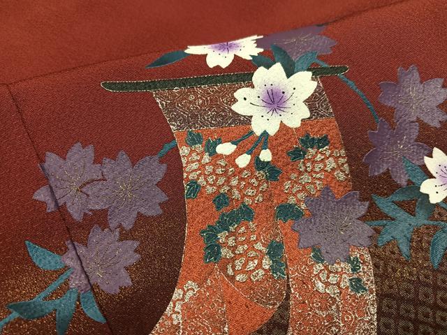 平和屋着物●豪華振袖　手描き　女人几帳花文　暈し染め　銀彩　やまと誂製　正絹　逸品　AABK7033ph