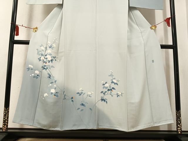 平和屋着物●訪問着　友禅　作家物　枝花文　暈し染め　正絹　逸品　AABK7034ph