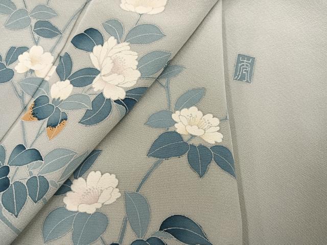 平和屋着物●訪問着　友禅　作家物　枝花文　暈し染め　正絹　逸品　AABK7034ph