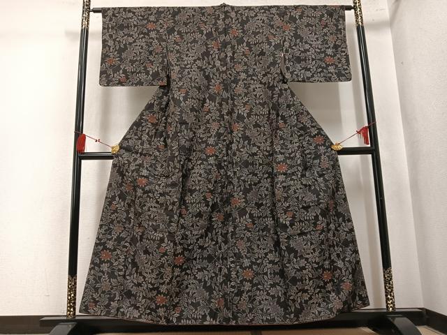 平和屋着物●本場大島紬　9マルキ　更紗文　まるやま扱い　正絹　逸品　未使用　AABK7036ph