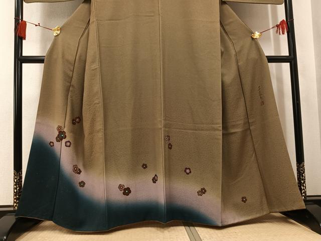 平和屋着物●世界的友禅作家　千地泰弘　訪問着　梅　暈し染め　正絹　逸品　AABK7040ph