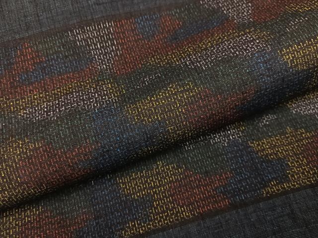 平和屋着物●結城紬　横段文　背抜き仕立て　正絹　逸品　未使用　AABK7043ph