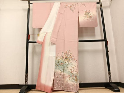 平和屋着物●訪問着　貝桶花筏文　暈し染め　金彩　正絹　逸品　AABK7044ph
