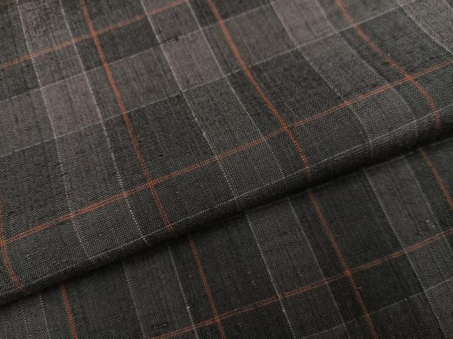 平和屋着物●上質な紬　格子　正絹　逸品　AABK7045ph