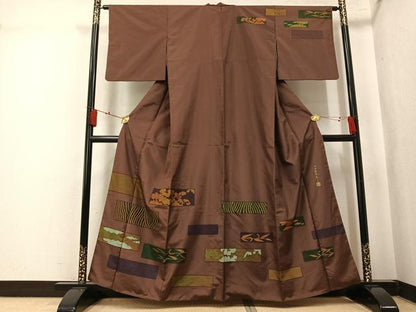平和屋着物●世界的友禅作家　千地泰弘　本場大島紬　染大島　訪問着　雲重ね笹文　正絹　逸品　AABK7048ph