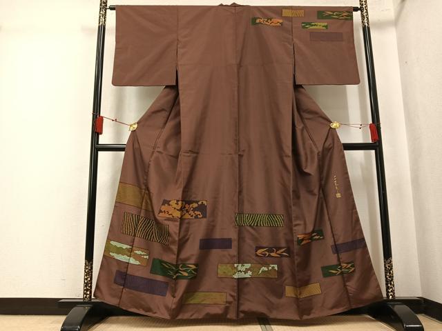 平和屋着物●世界的友禅作家　千地泰弘　本場大島紬　染大島　訪問着　雲重ね笹文　正絹　逸品　AABK7048ph