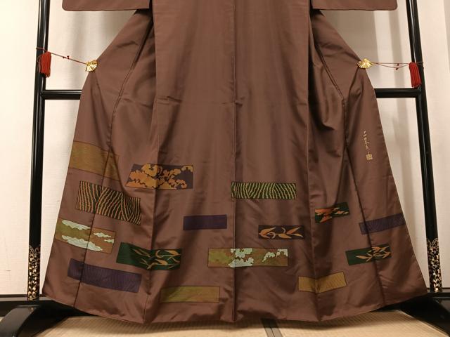 平和屋着物●世界的友禅作家　千地泰弘　本場大島紬　染大島　訪問着　雲重ね笹文　正絹　逸品　AABK7048ph