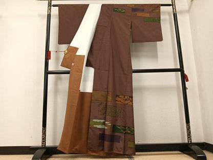 平和屋着物●世界的友禅作家　千地泰弘　本場大島紬　染大島　訪問着　雲重ね笹文　正絹　逸品　AABK7048ph
