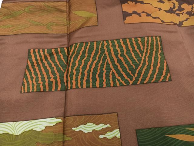 平和屋着物●世界的友禅作家　千地泰弘　本場大島紬　染大島　訪問着　雲重ね笹文　正絹　逸品　AABK7048ph