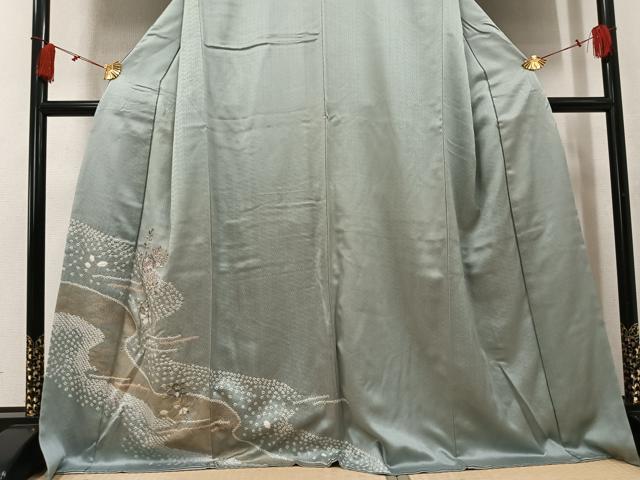 平和屋着物●訪問着　辻が花　中国三大刺繍　汕頭刺繍　スワトウ刺繍　絞り　金彩　正絹　逸品　AABK7049ph