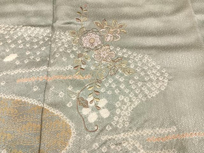 平和屋着物●訪問着　辻が花　中国三大刺繍　汕頭刺繍　スワトウ刺繍　絞り　金彩　正絹　逸品　AABK7049ph