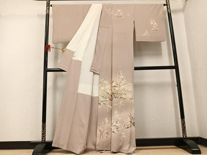 平和屋着物●京加賀友禅　百貫石峰 　訪問着　草花文　暈し染め　正絹　逸品　AABK7053ph