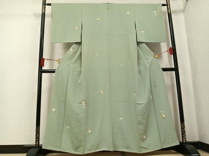 平和屋着物●京加賀友禅　百貫石峰　小紋　草花文　正絹　逸品　AABK7054ph