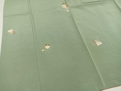 平和屋着物●京加賀友禅　百貫石峰　小紋　草花文　正絹　逸品　AABK7054ph