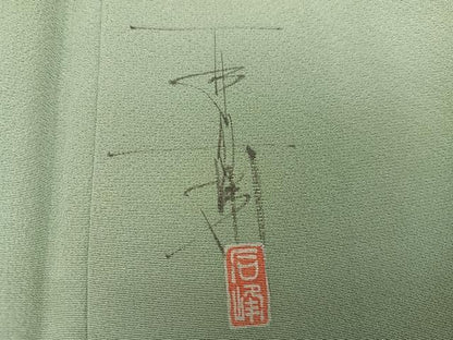平和屋着物●京加賀友禅　百貫石峰　小紋　草花文　正絹　逸品　AABK7054ph