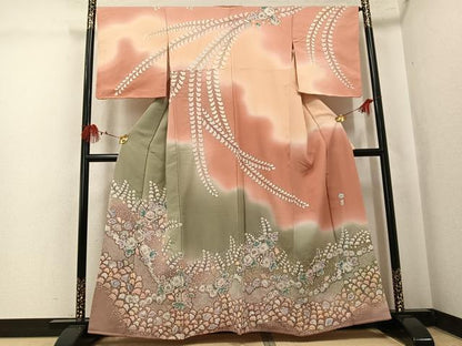 平和屋着物●越後十日町の一流染匠　桐屋・翠山工房　訪問着　辻が花　絞り　暈し染め　正絹　逸品　AABK7056ph