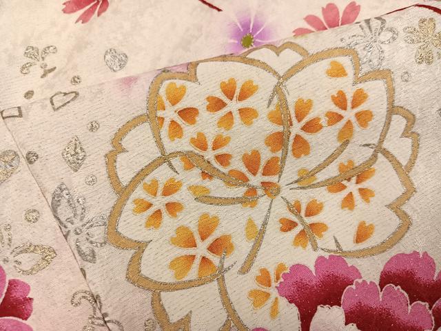 平和屋着物●豪華振袖　刺繍　花蝶文　銀彩　銀通し地　ロング丈　正絹　逸品　AABK7059ph