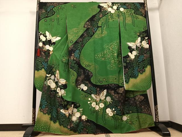 平和屋着物●豪華振袖　花蝶文　金彩　正絹　逸品　AABK7062ph