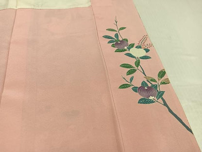 平和屋着物●豪華振袖　友禅　駒刺繍　貝桶枝花文　暈し染め　金彩　正絹　逸品　AABK7065ph