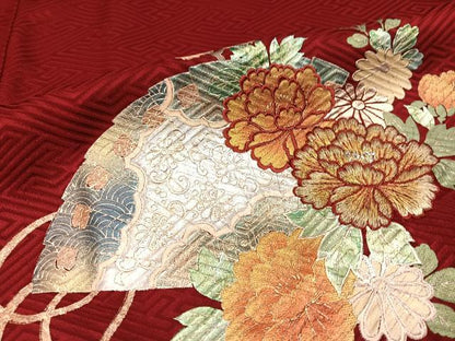 平和屋着物●豪華振袖　絞り　刺繍　貝桶檜扇花文　金銀彩　やまと誂製　正絹　逸品　AABK7066ph