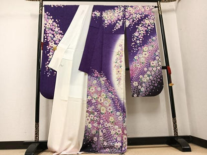 平和屋着物●豪華振袖　辻が花　絞り　暈し染め　銀通し地　正絹　逸品　AABK7070ph