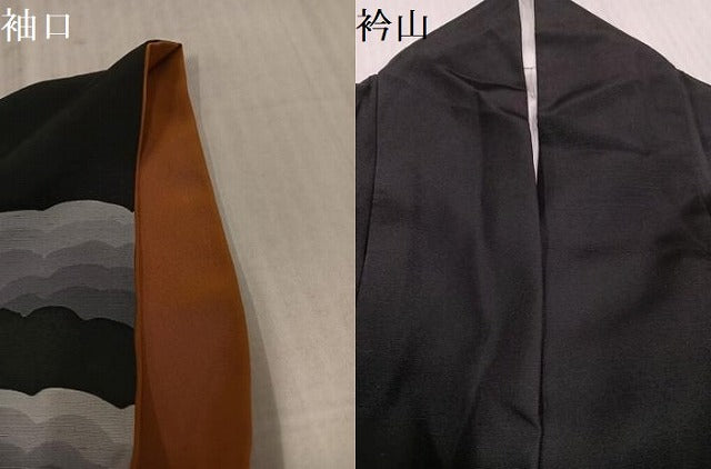 平和屋着物●訪問着　立波文　黒地　正絹　逸品　AABK7071ph