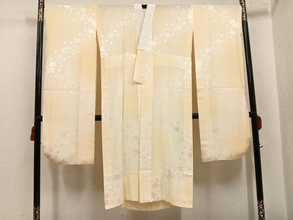 平和屋着物●長振袖用襦袢　無双仕立て　桜地紋　暈し染め　正絹　逸品　AABK7072ph