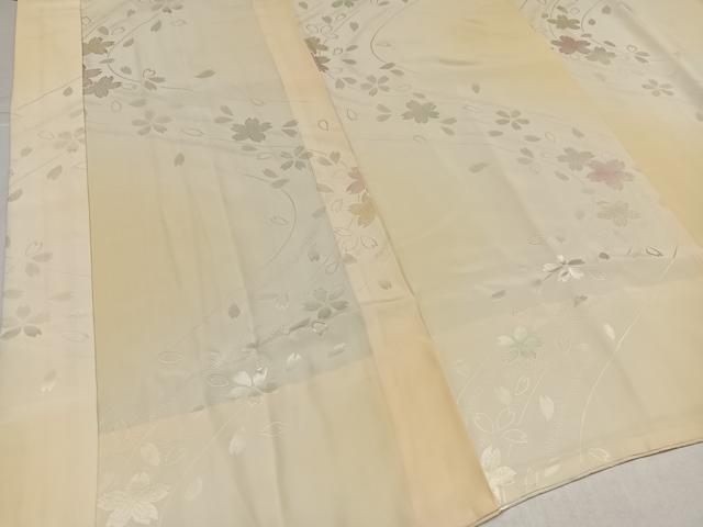 平和屋着物●長振袖用襦袢　無双仕立て　桜地紋　暈し染め　正絹　逸品　AABK7072ph