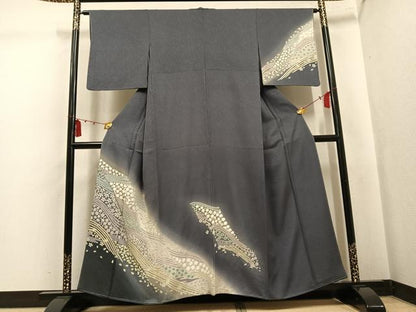 平和屋着物●訪問着　刺繍　おぼろ染　重ね絞り　舞花文　暈し染め　正絹　逸品　未使用　AABK7073ph