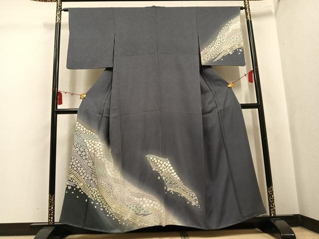 平和屋着物●訪問着　刺繍　おぼろ染　重ね絞り　舞花文　暈し染め　正絹　逸品　未使用　AABK7073ph
