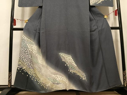 平和屋着物●訪問着　刺繍　おぼろ染　重ね絞り　舞花文　暈し染め　正絹　逸品　未使用　AABK7073ph