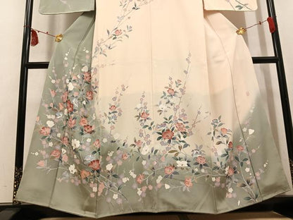 平和屋着物●訪問着　友禅　作家物　枝花文　暈し染め　正絹　逸品　未使用　AABK7075ph