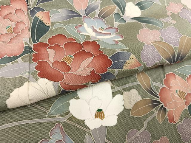 平和屋着物●訪問着　友禅　作家物　枝花文　暈し染め　正絹　逸品　未使用　AABK7075ph