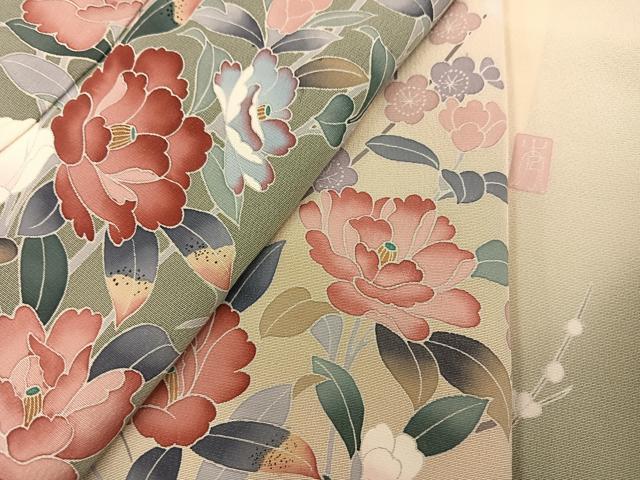 平和屋着物●訪問着　友禅　作家物　枝花文　暈し染め　正絹　逸品　未使用　AABK7075ph