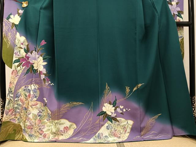 平和屋着物●豪華振袖　草花文　暈し染め　金彩　正絹　逸品　AABK7077ph