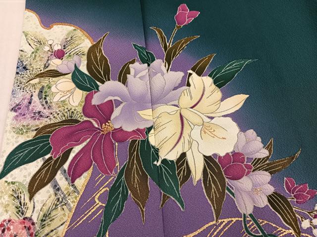 平和屋着物●豪華振袖　草花文　暈し染め　金彩　正絹　逸品　AABK7077ph