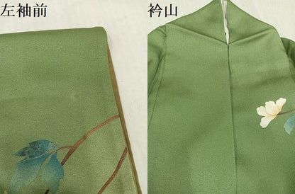 平和屋着物●訪問着　草花文　暈し染め　金銀彩　正絹　逸品　AABK7078ph