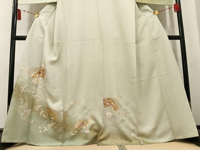 平和屋着物●訪問着　駒刺繍　地紙花文　暈し染め　金彩　正絹　逸品　AABK7079ph