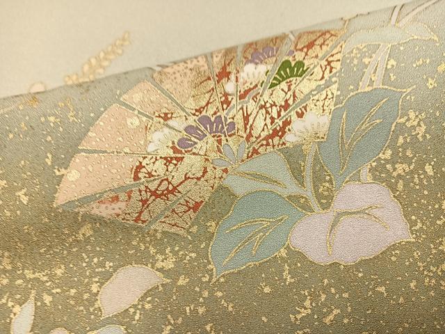 平和屋着物●訪問着　駒刺繍　地紙花文　暈し染め　金彩　正絹　逸品　AABK7079ph